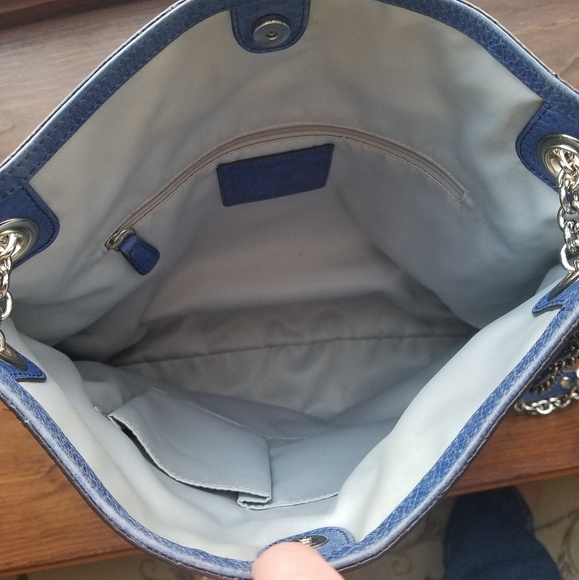 Blue leather coach bag - Picture 3 of 4